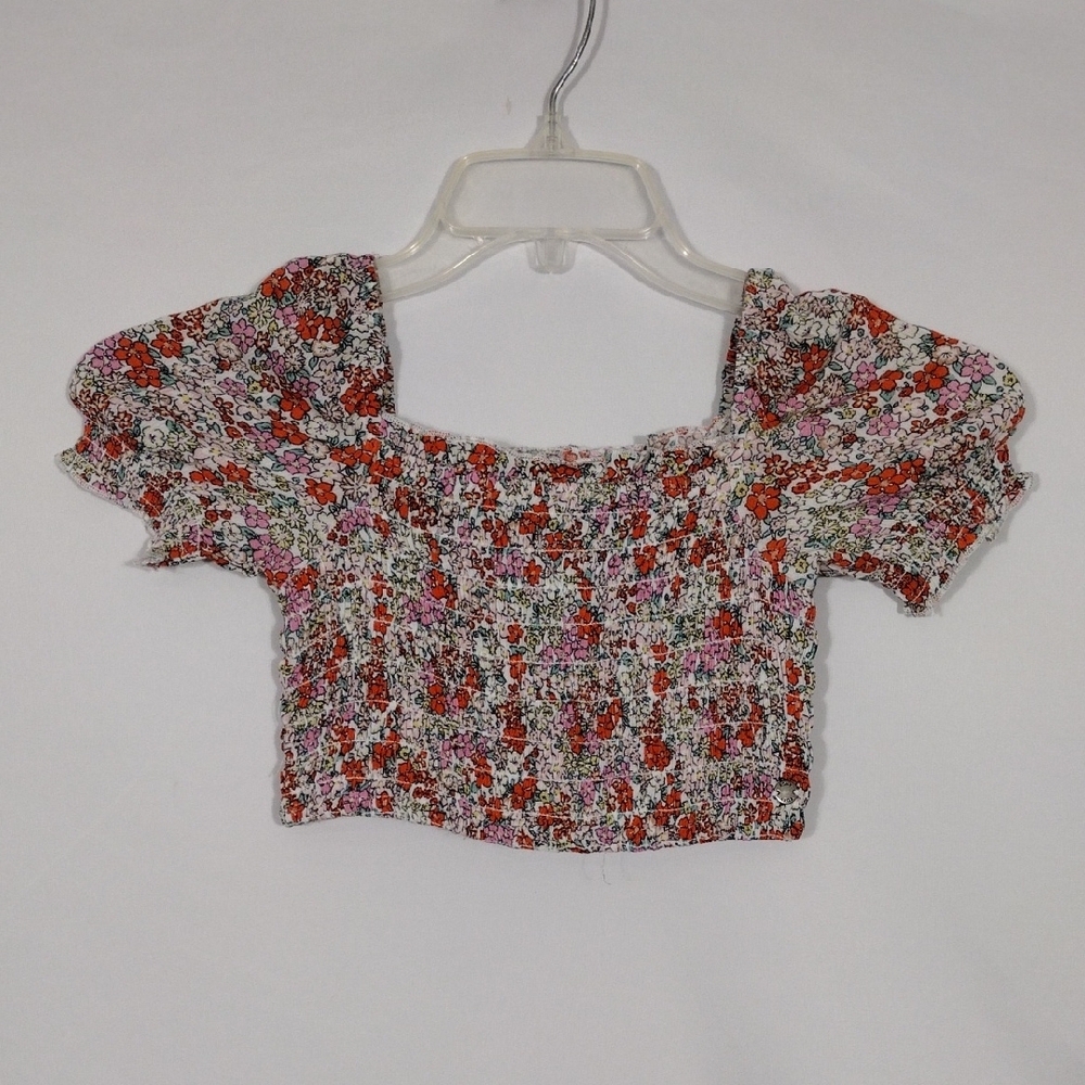 NWT Roxy Multicolor Floral Smocked Crop Top Sunday Night Sessions Girls Size 5